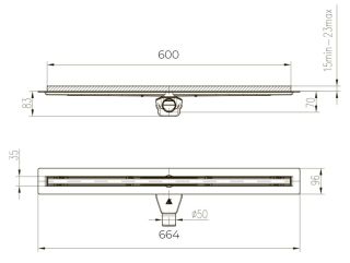 Душевой лоток Paini Slim Line CH600SLC 60см чёрный матовый